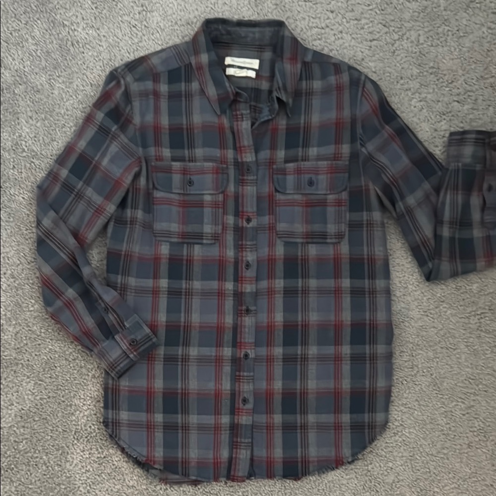 Treasure and Bond Flannel Plaid Casual Button Down Shirt